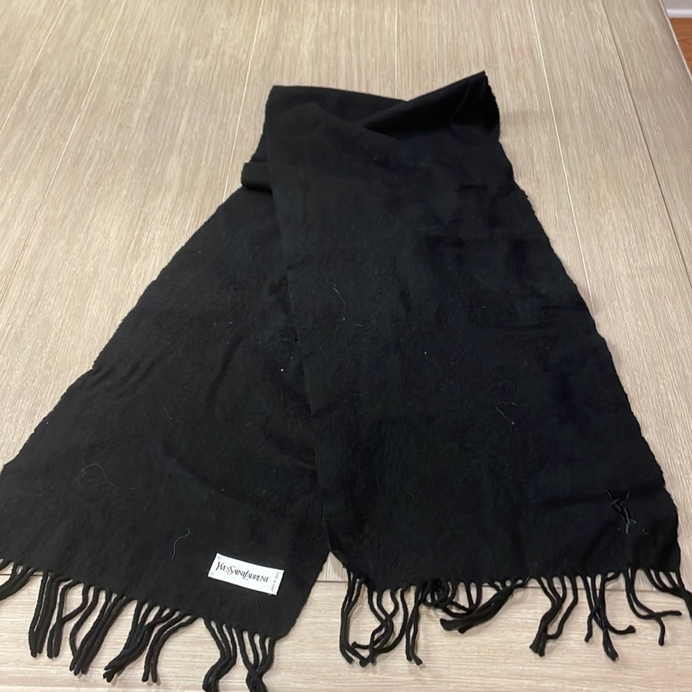 YSL BLACK WOOL SCARF